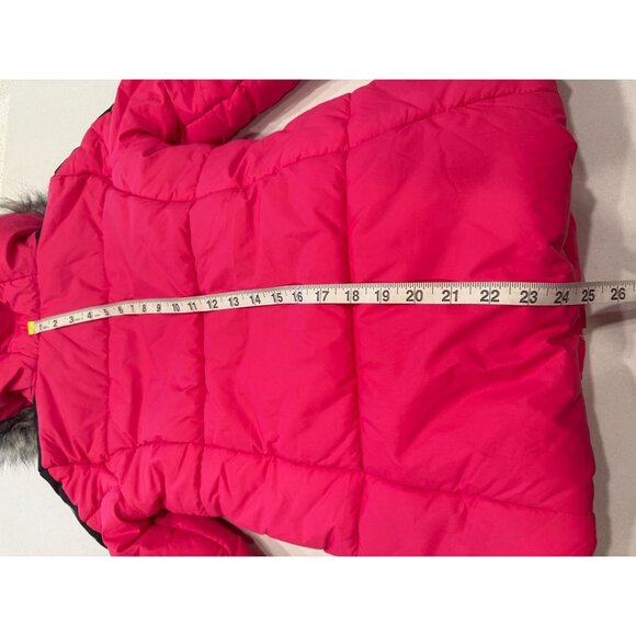 Calvin Klein Jeans Girls Pink Puffer Jacket Faux Fur Hood Size L (12/14) - Picture 5 of 6